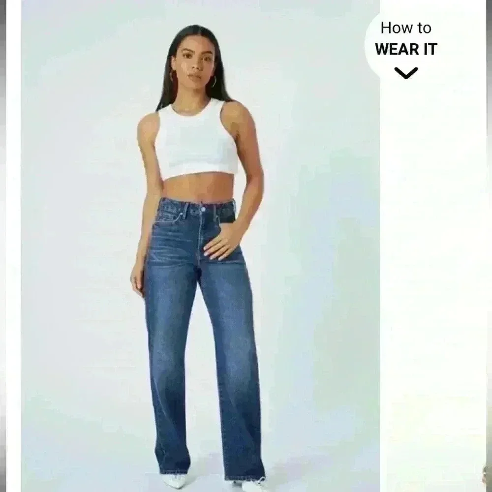 NWT Forever 21 Pinch Waist Loose Fit Relaxed Leg Dark Wash size 26 - Picture 2 of 6